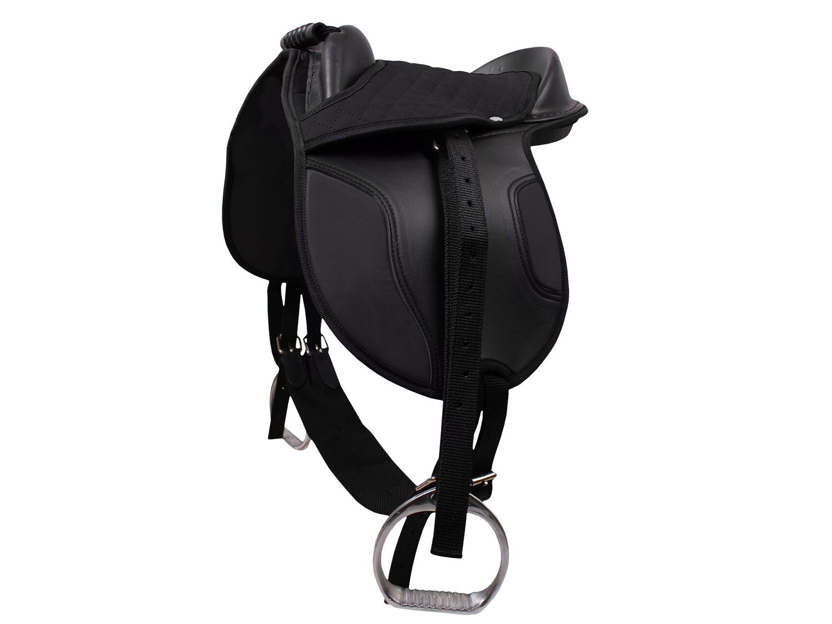 Der QHP Shetland Sattel ist ideal für kleine Reiter, die mit diesem leichten Shetland-Sattel ihr eigenes Pony satteln wollen – Kindersattel komplett mit Sattelgurt, Steigbügelriemen und Steigbügeln