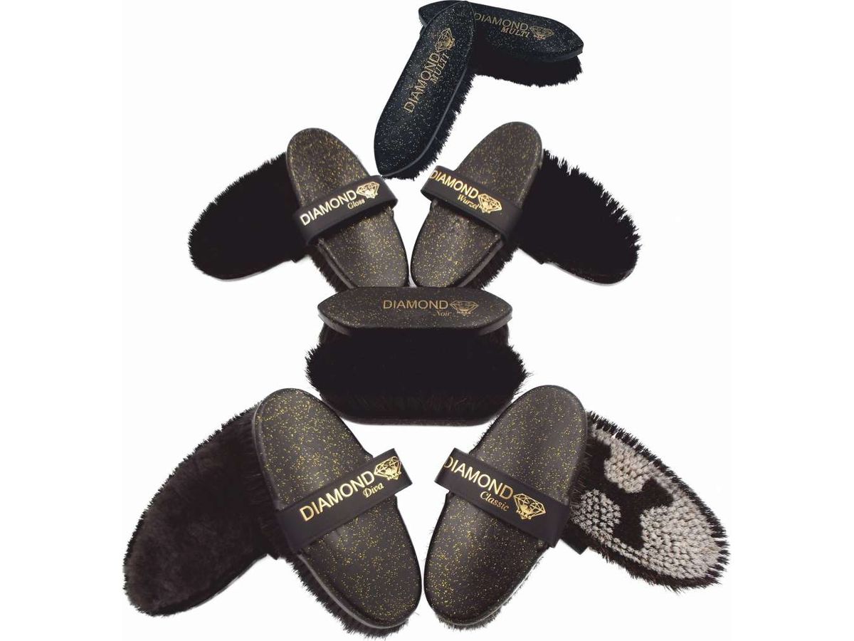 Hochwertiges, sechsteiliges Bürsten-Pflegeset im Diamond Look des Qualitätsherstellers Haas für Deine Pferde und Ponys