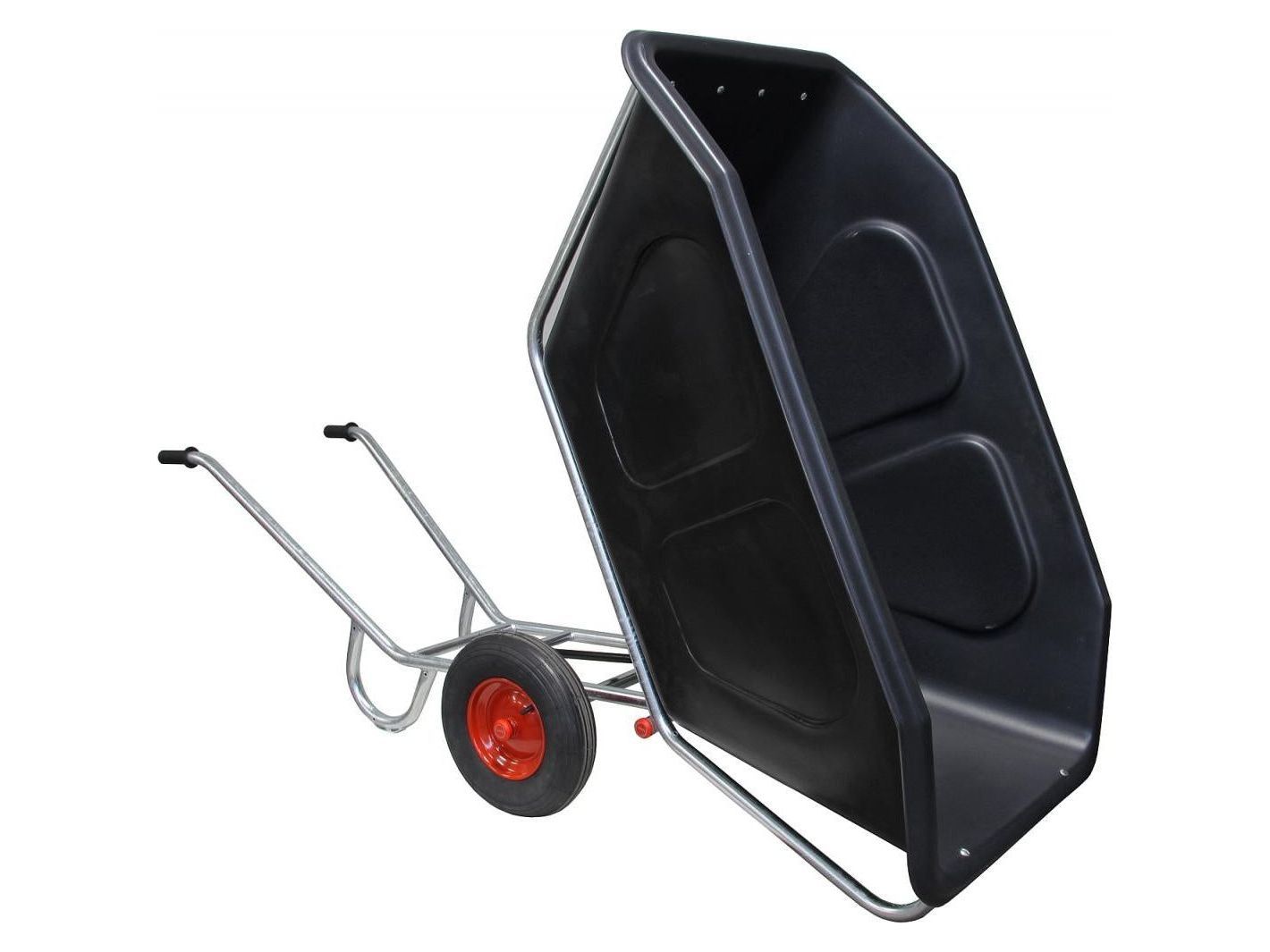 Diese Schubkarre von Growi® verfügt über ein Fassungsvermögen von 500 Liter und ist kippbar – sie eignet sich ideal für trockenes Heu und Stroh für Deine Pferde