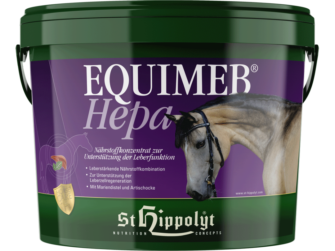 Equimeb Hepa liefert leberunterstützende Nährstoffe in erhöhter Konzentration zur Ergänzung der täglichen Krippenfutterration – damit können Pferde eine Unterstützung der Leberfunktion, unabhängig von Krippenfuttermenge oder –sorte, erhalten 