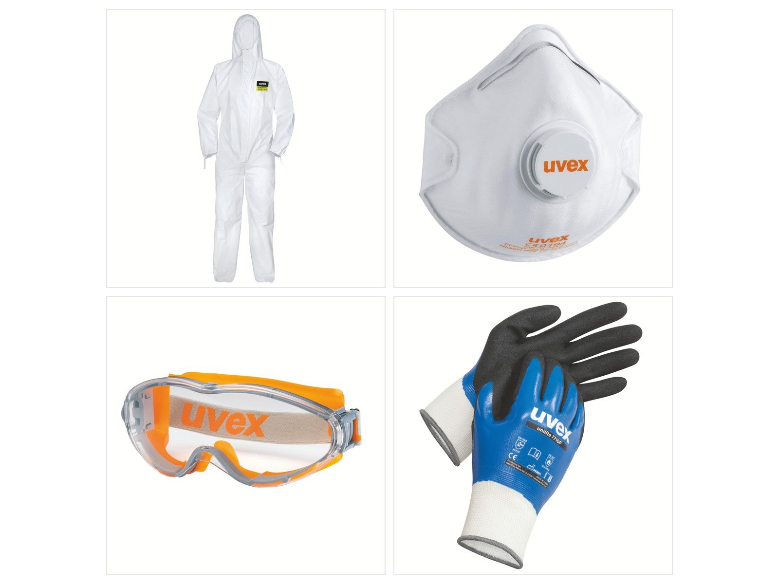 atemschutz handschuhe Stall Hygiene Set Einwegoverall FFP2 Vollsichtbrille Handschuhe