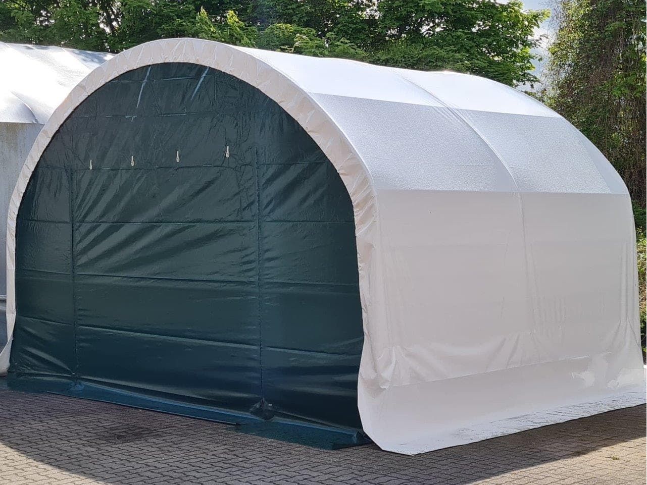 COVER ALL Giebelwand 6 m, 6 x 4 m, dachfolie mit planenüberhang, giebel mit überhang, torkombination, farbe grün