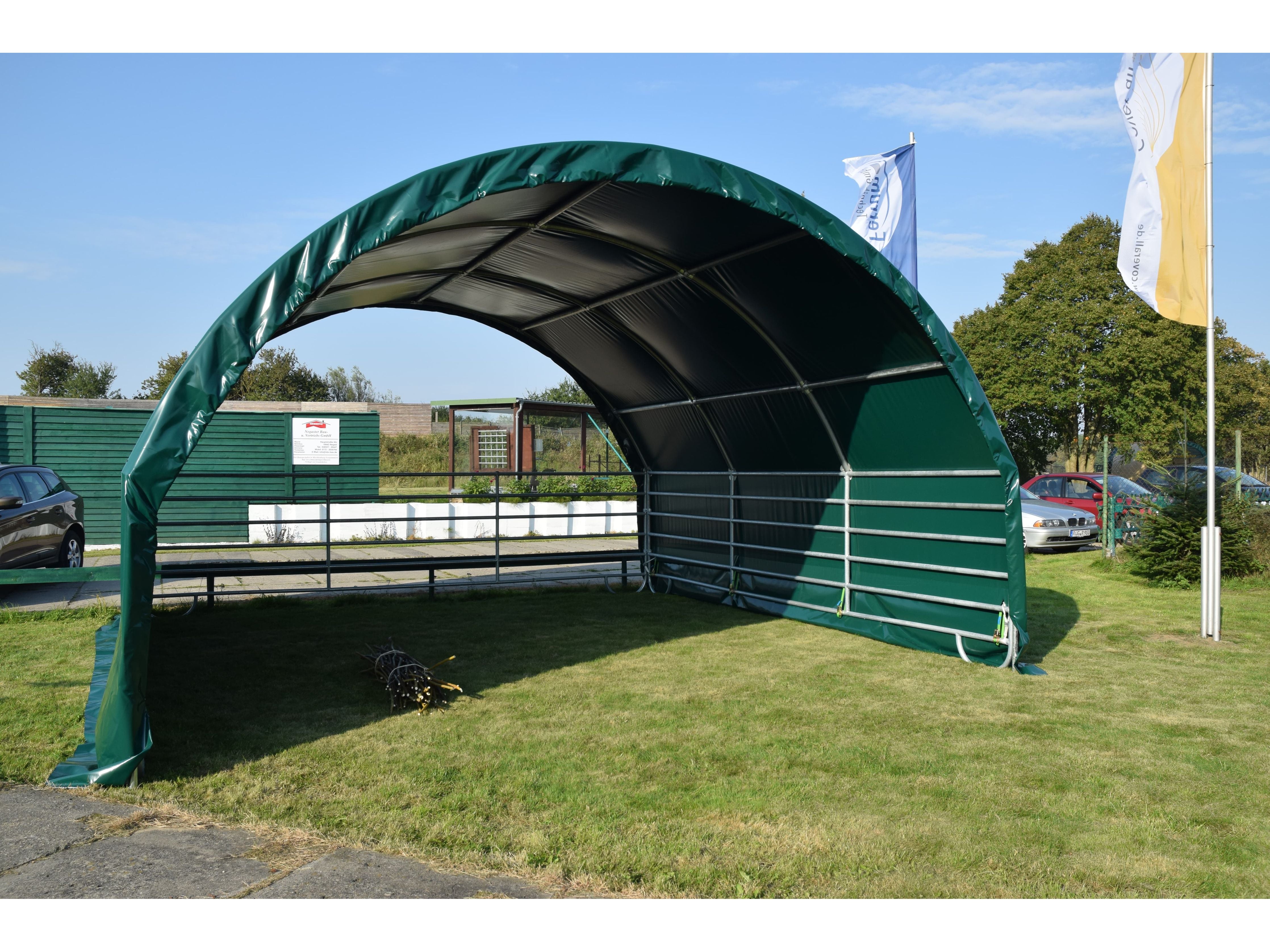 COVER ALL Giebelwand 6 m, 6 x 6 m, dachfolie mit planenüberhang, giebel lang, giebel mit überhang, farbe grün