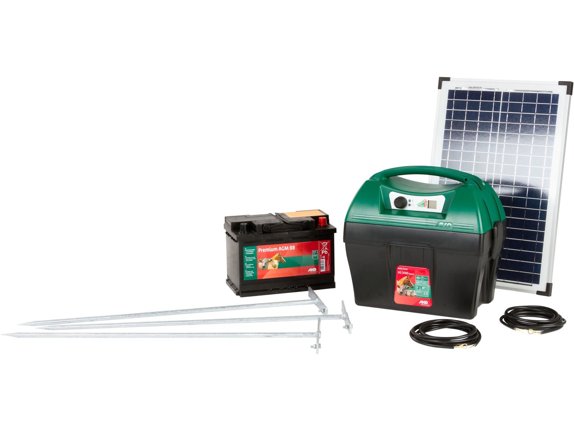 Kit de démarrage pour clôture électrique numérique AKO Mobil Power AD 3000