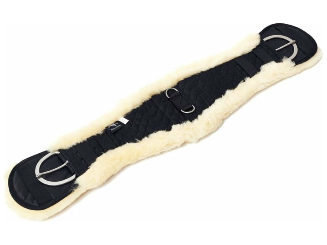 Anatomischer Westerngurt aus strapazierfähiger Baumwolle und 100% australischem Merino Lammfell – der Western Sattelgurt schont Dein Pferd und ist in den Größen von 50 cm bis 90 cm erhältlic
