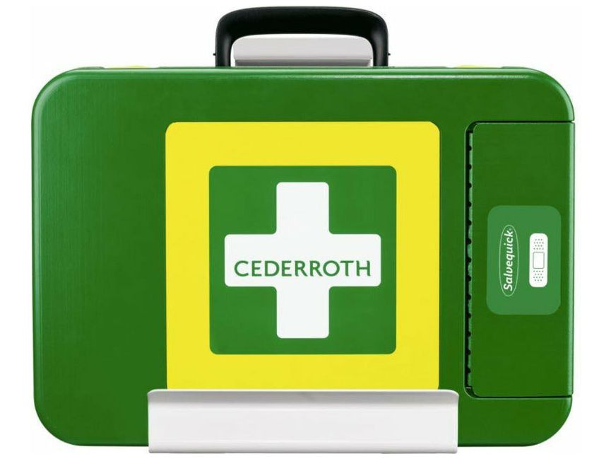 Support mural Cederroth pour valises de premiers secours durables, conforme à la norme DIN 13157