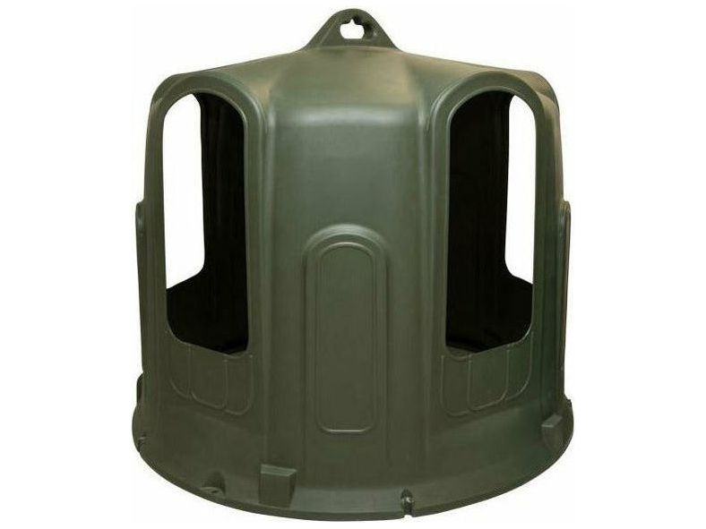 Heuglocke für Rundballen für Rundballen mit max. ø 160 x H 125 cm oder ø 130 x H 135 cm bruchsicheres, frostsicheres Kunststoffmaterial mit integriertem UV-Schutz stabile Konstruktion mit tiergerechten und verletzungssicheren Fressöffnungen wasserabführende Regenrinnen über den Fressöffnungen