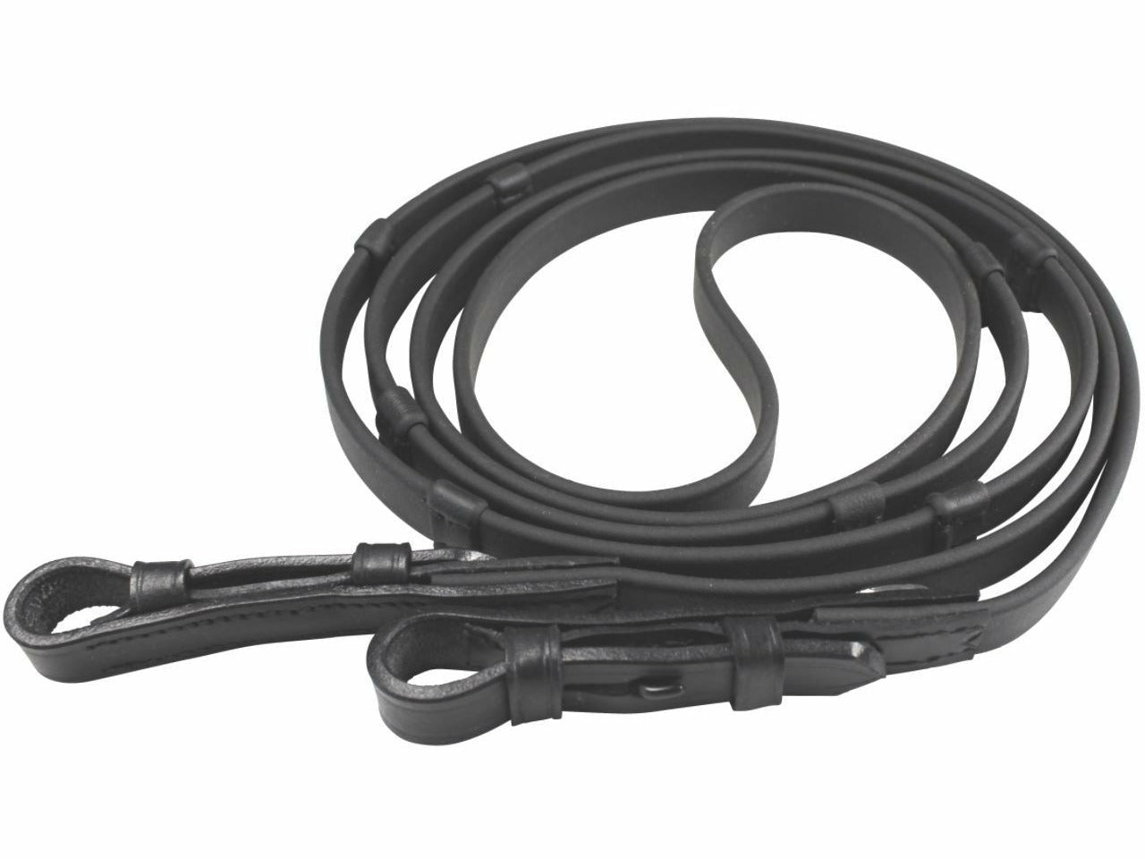 Mit Stegen und Zaumhaken versehene Zügel aus dem hochqualitativen Biothane® Material  Das wasserfeste Material Biothane® wird im Reitsport gerne als pflegeleichte, langlebige und robuste Alternative zum Echtleder eingesetzt. Der Pflegeaufwand, wie man ihn bei Leder kennt, also bspw. das Fetten des Sattelzubehörs, entfällt bei den Steigbügelriemen aus Biothane®. Dieses Material kann bei Bedarf einfach oberflächlich mit einem feuchten Tuch gereinigt werden.