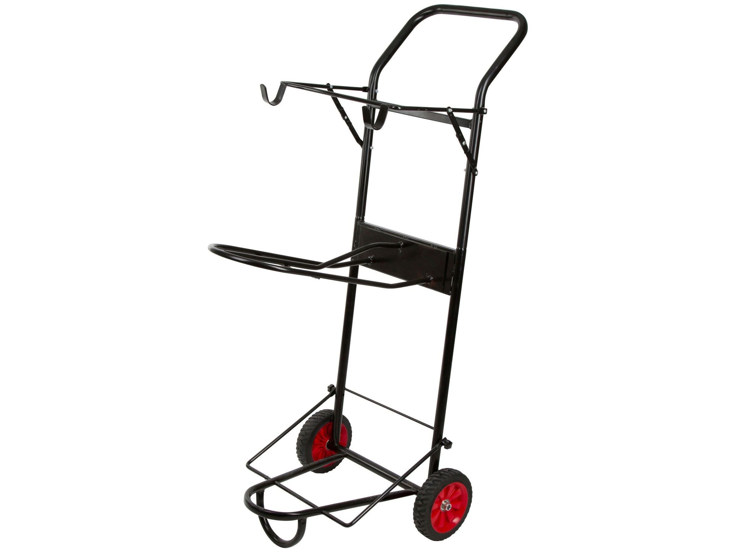 Ob im Stall, auf dem Turnier oder unterwegs, mit dem  Sattelcaddy ist Dein Pferdeequipment ordentlich verstaut, ohne alles mehrmals zum Sattel- oder Putzplatz tragen zu müssen