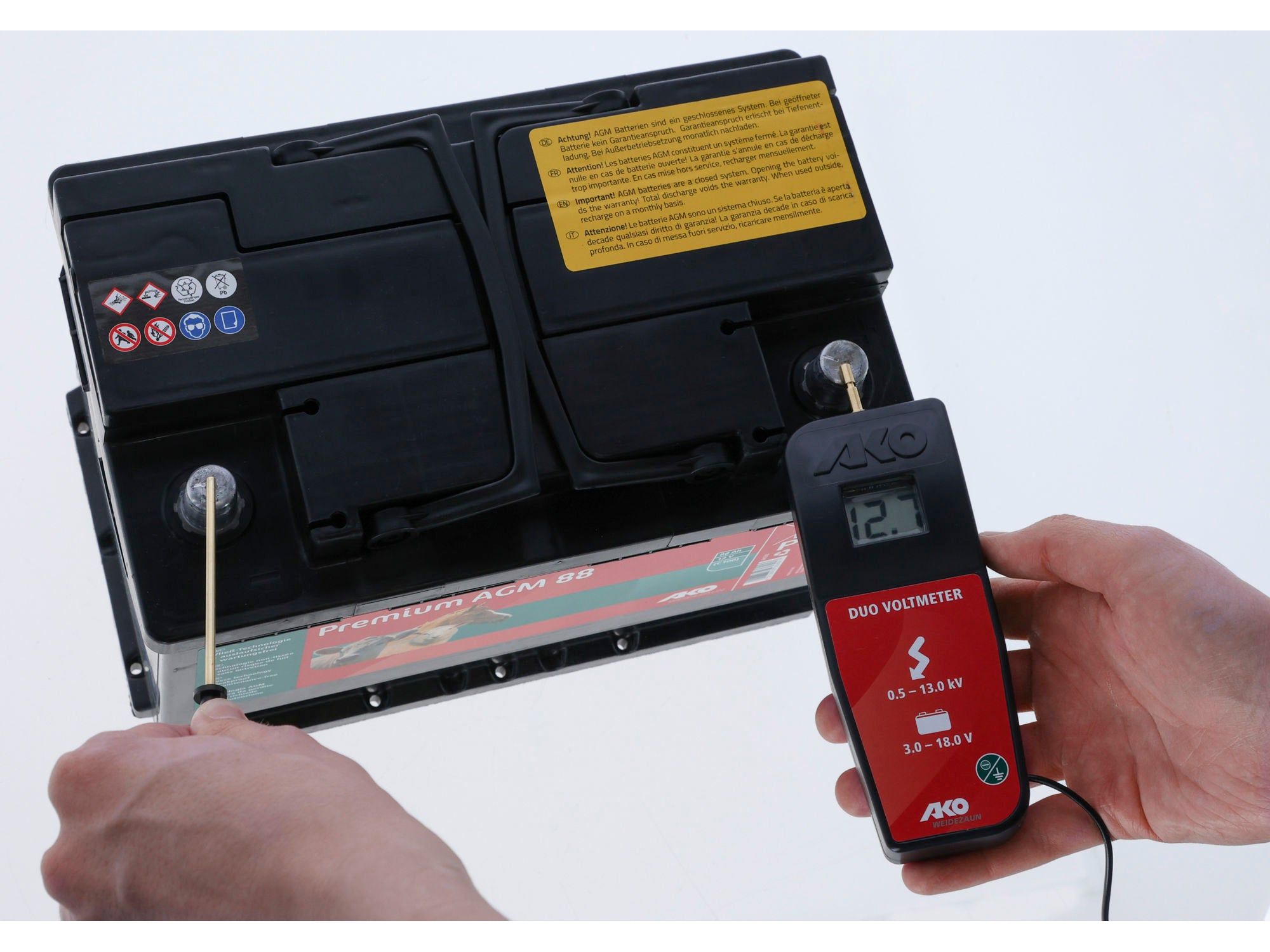 AKO Digital DUO voltmeter for electric fences, electric fences, fleece batteries 