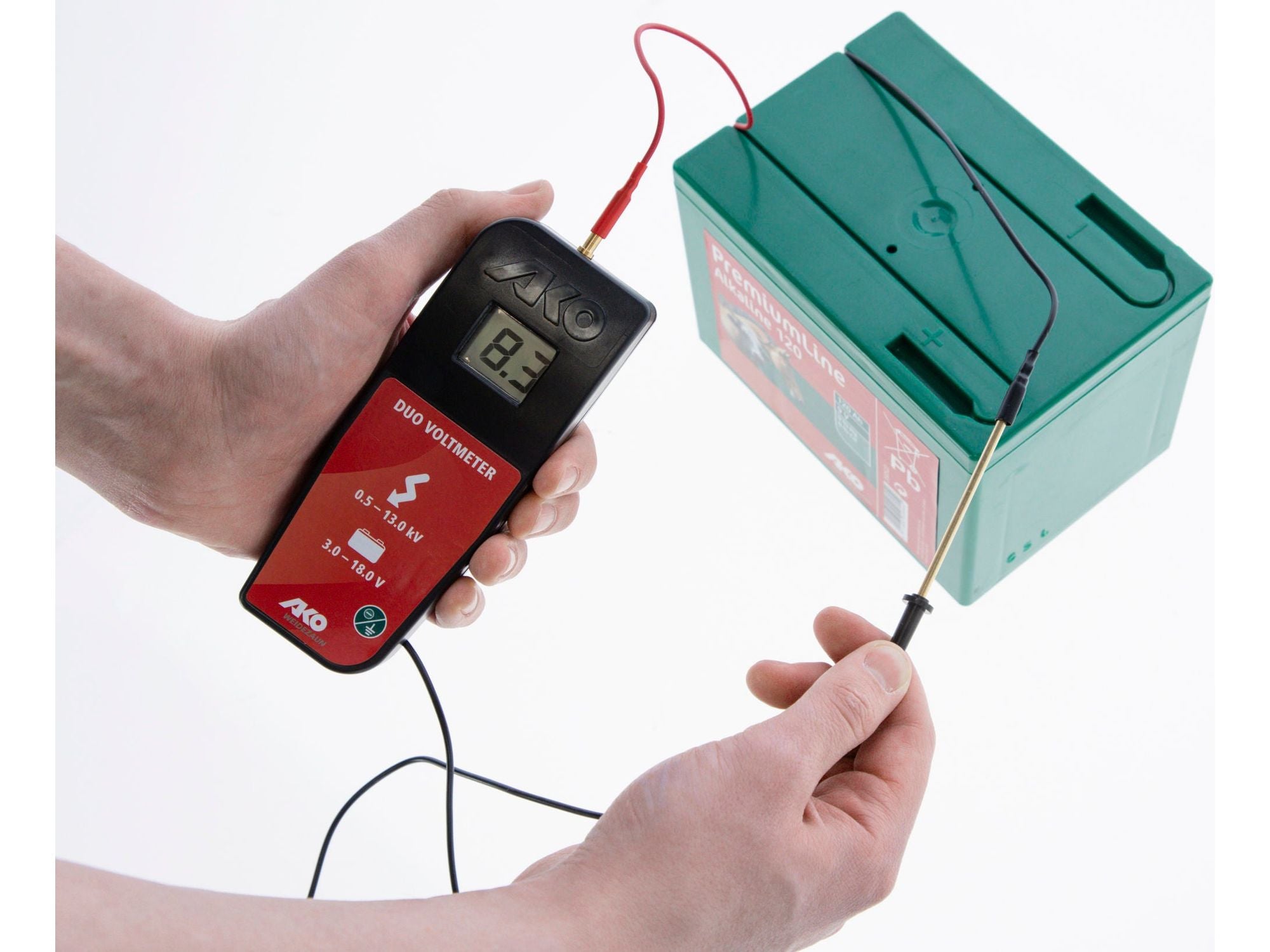 AKO Digital-DUO-Voltmeter für Weidezaungeräte, Elektrozäune, Vlies-Akkus
