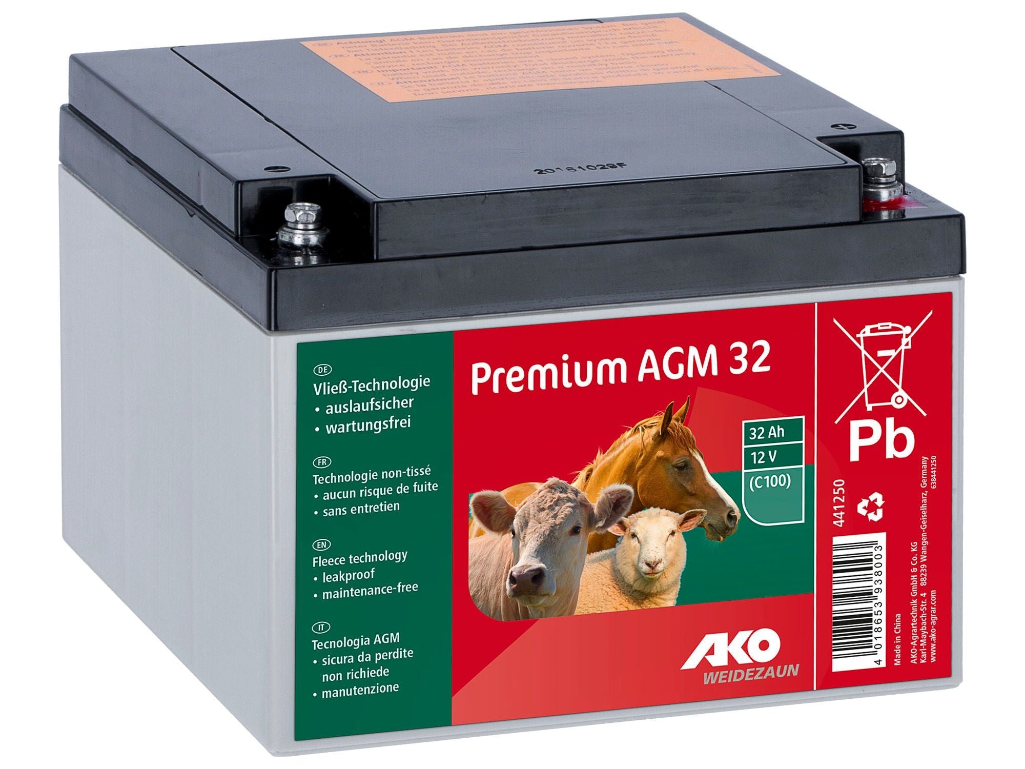 Batterie non tissée AKO Premium AGM pour électrificateurs de clôture électrique