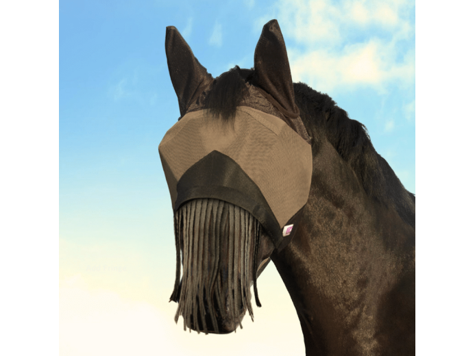 KM Elite Combat Fliegenmaske mit Fransen-Nasenstück, Ribbon Protect