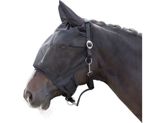 Halfter mit integrierter Fliegenschutzmaske für Pferde und Ponys