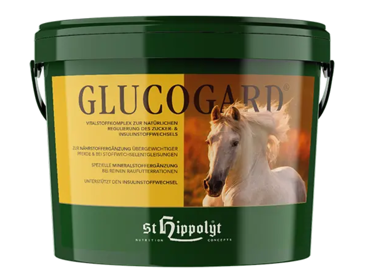St. Hippolyt Glucogard® Ergänzungsfuttermittel für Pferde – Vitalstoffkomplex zur natürlichen Regulierung des Zucker- und Insulinstoffwechsels