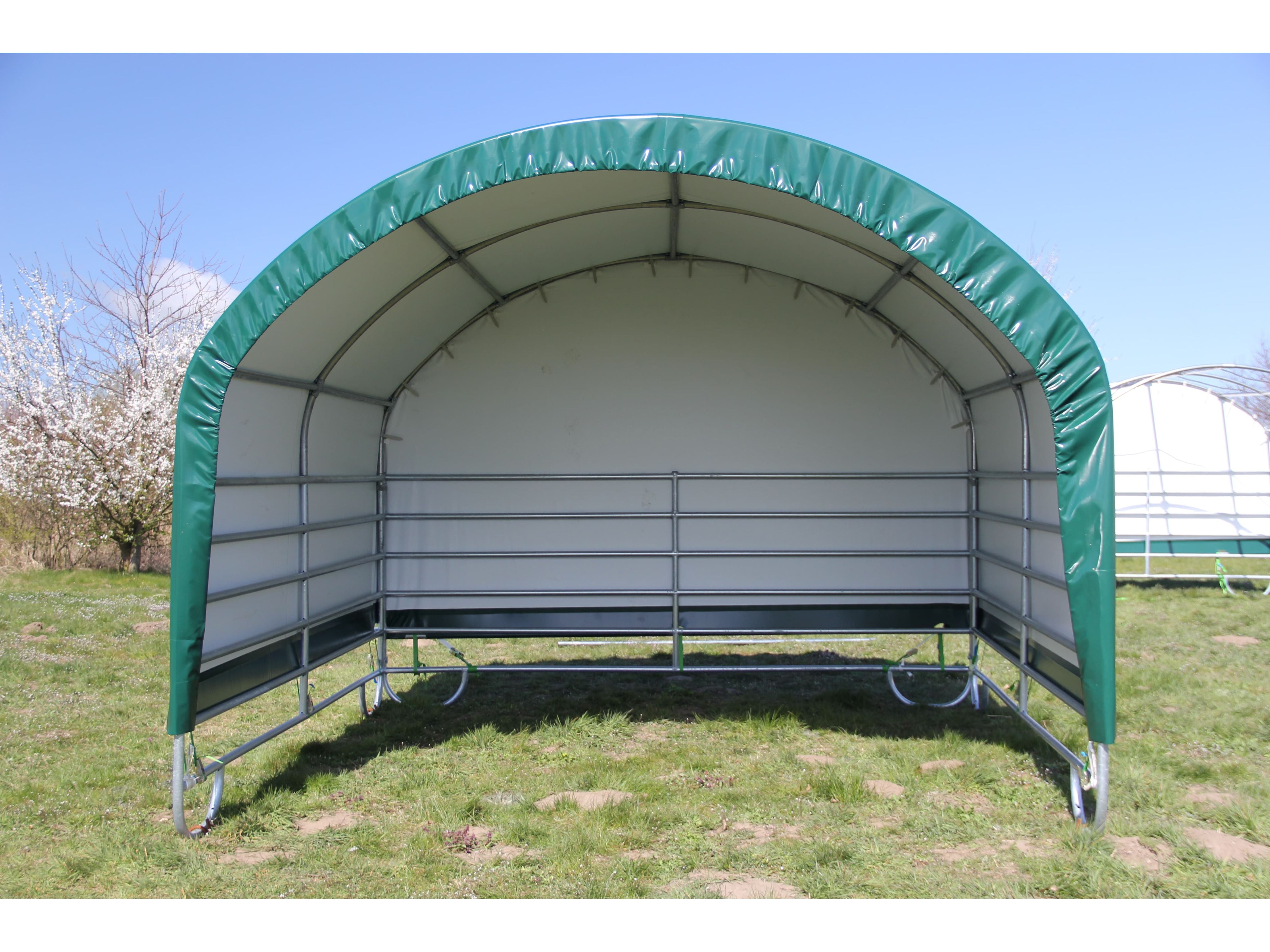COVER ALL Mobile Cover Weideunterstand 4 x 4 m, dachfolie lang, giebel lang, farbe grün
