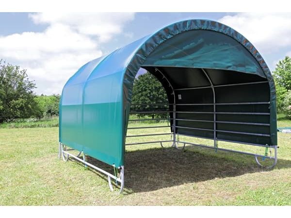 COVER ALL Mobile Cover Weideunterstand 4 x 4 m, dachfolie lang, giebel lang, windschutznetz, farbe grün