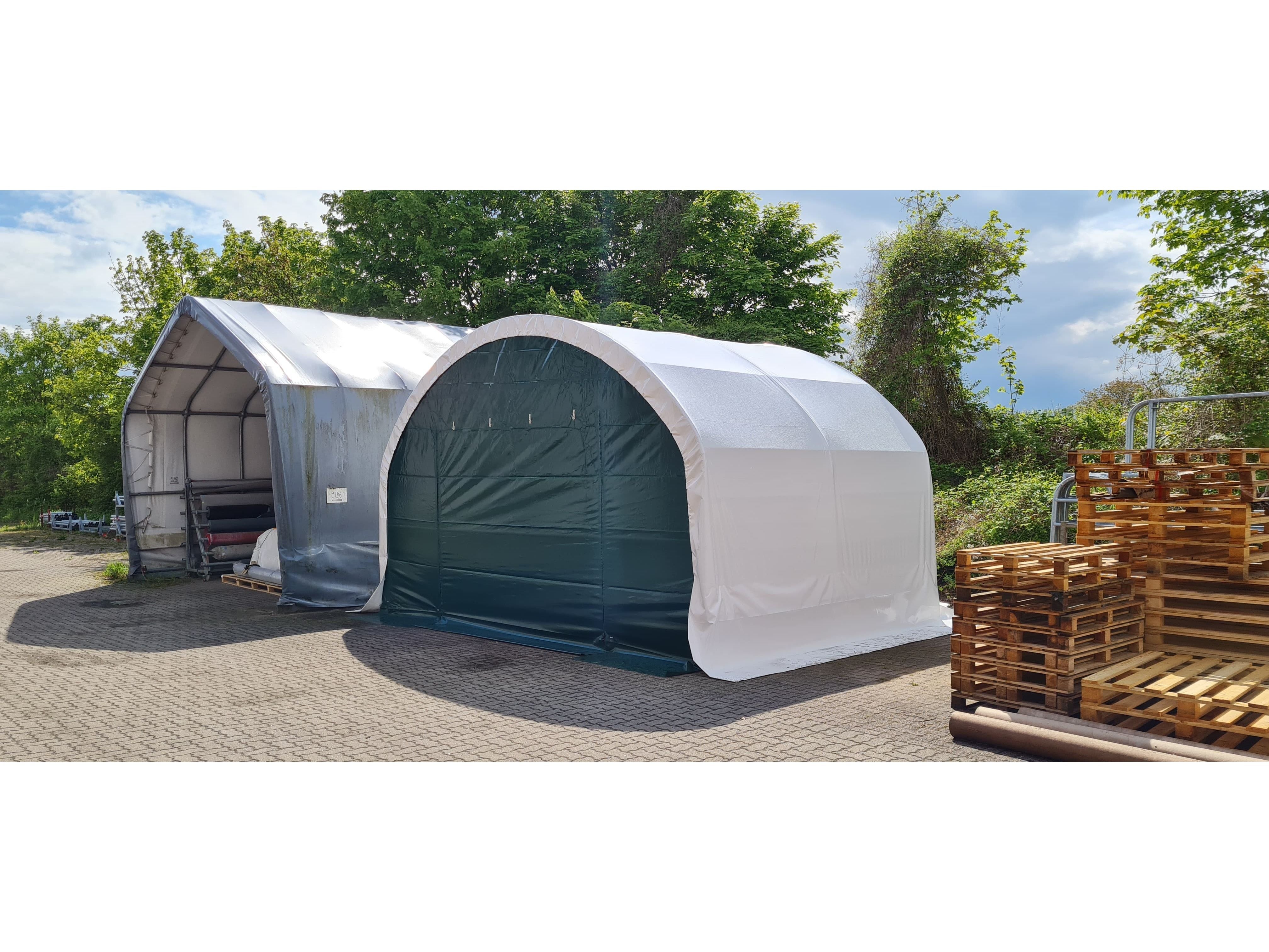 COVER ALL Torkombination 4 m, 6 x 4 m, dachfolie mit planenüberhang, giebel mit überhang, torkombination, farbe grün