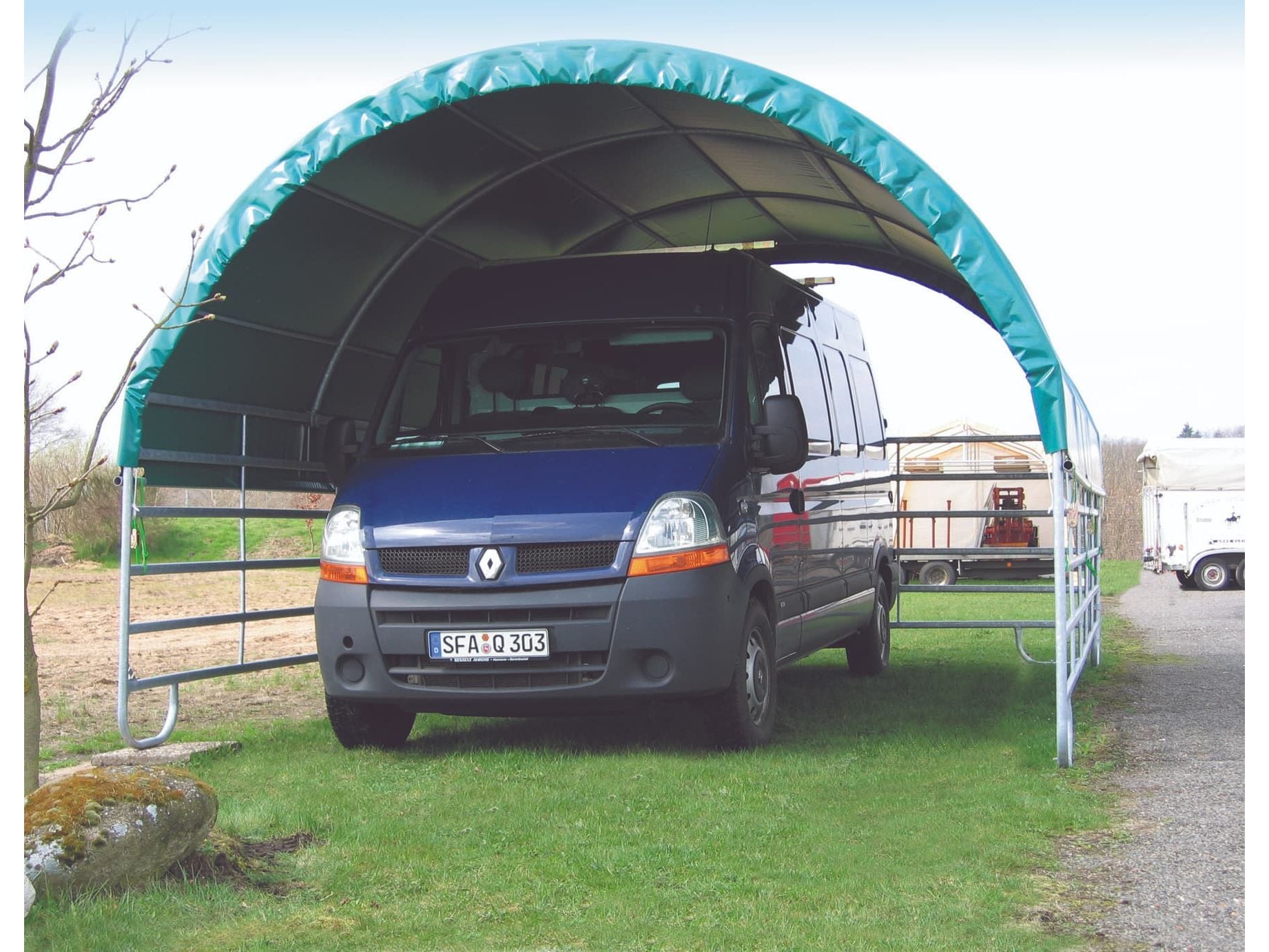 COVER ALL Mobile Cover Weideunterstand 4 x 6 m, einsatz als fahrzeugunterstand