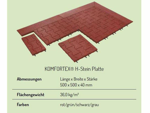 Kraiburg Komfortex® H-Stein-Platte 500 x 500 x 40 mm