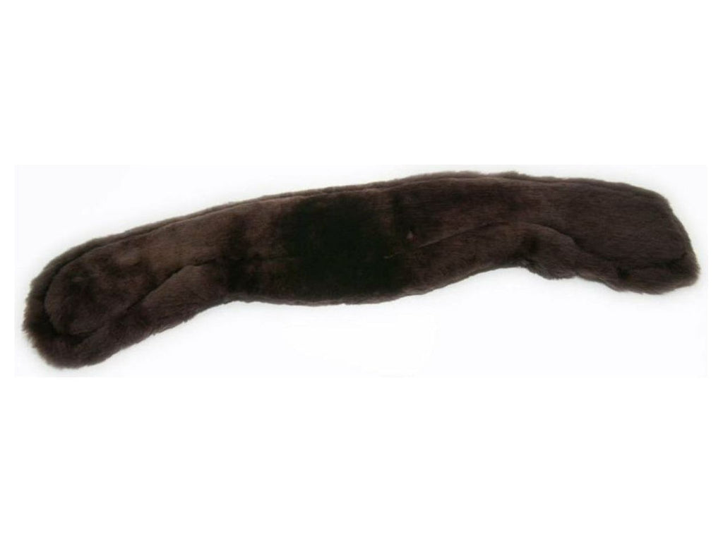 Merauno Sangle De Selle En Peau D'Agneau Anatomique - Sangle D'Équitation Faucon Concave Avec Fourrure Naturelle - Marron Et Noir